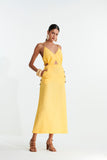 L'CECCI - Vestido Linho Midi Amarelo Shine - Verão 23