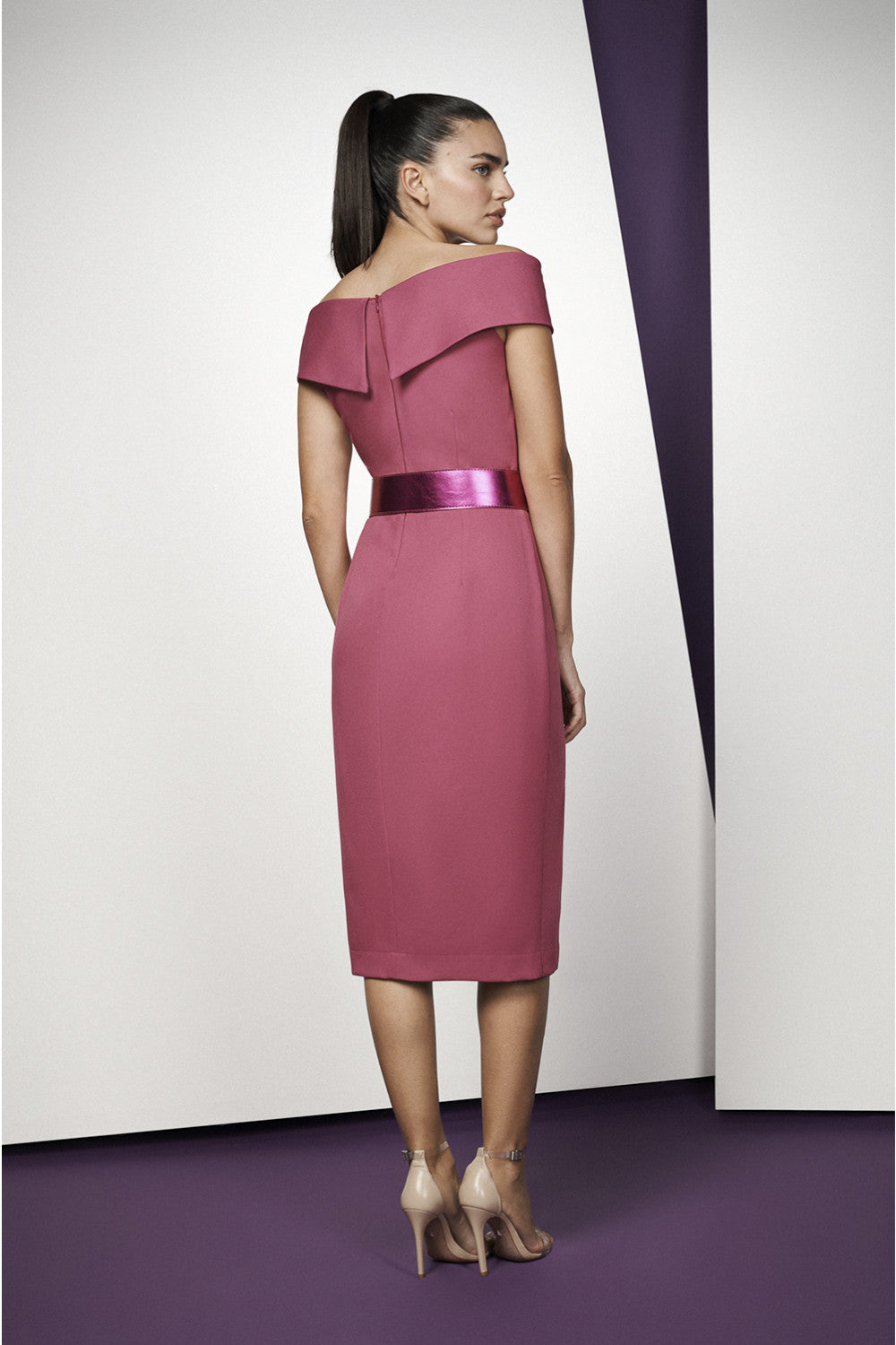 CHOLET Vestido Midi Hot Magenta