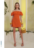 ISY - Vestido Curto Manga Bufante De Linho - Inverno 22