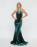 JOVANI - Vestido Longo Verde Intenso