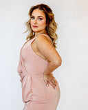 Vestido Rosé Acetinado Drapeado by Jovani - Ana Vargas
