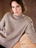 ESGOTADA - ANSELMI (AMBICIONE) - Blusa de Tricô Pérola com Botões Ambicione  - Inverno 21