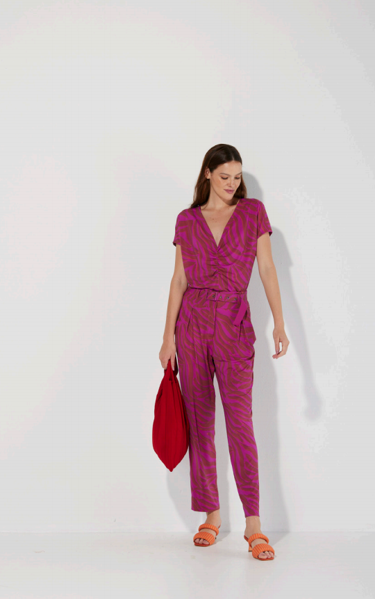 LAFORT - Calça Reta Jeni Zebra Gráfica Rosa - Verão 22 NEW IN