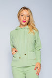 ESGOTADA - ANSELMI (AMBICIONE) - Blusa de Tricô Manga Longa Tricô Detalhe Bolsos - Inverno 21