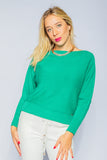 ESGOTADA - ANSELMI (AMBICIONE) - Blusa de Tricô Decote Canoa Manga Longa - Inverno 21