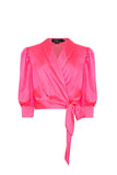 q - Blusa Transpassada Cetim Slip Pink - Inverno 22
