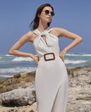 Vestido Midi Antonela Com Cinto Off-White by Lafort - Ana Vargas