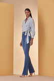 CHOLET - Blusa Cachecouer Listrado Fio Tinto Azul/Off-White - Verão 22