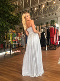 Vestido unit SEVEN prata com mangas removíveis