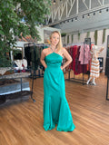 VICTORDZENK - Vestido Longo Royale Liso Frente Única Alça Verde