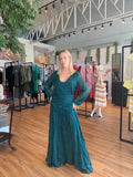 LE LIS BLANC - Vestido Longo Lorena Mangas Longas Detalhe Drapeado Decote V