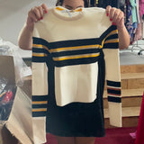 LAFORT - Blusa MG Longa Giulia Off White/Amarelo Mineral - Inverno 22