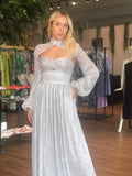 Vestido unit SEVEN prata com mangas removíveis