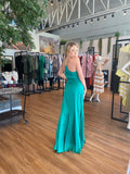 VICTORDZENK - Vestido Longo Royale Liso Frente Única Alça Verde